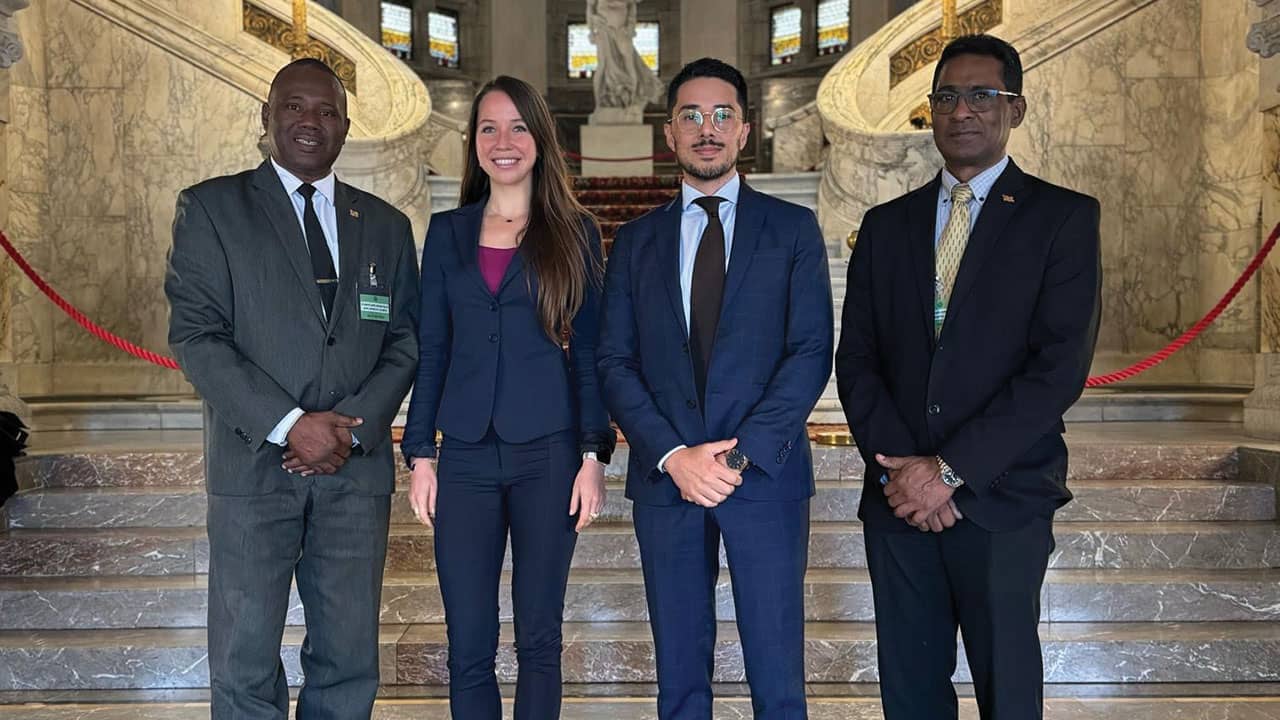 l-r: Hon. Patrick Kensenhuis, Member of the Human Rights Committee and Chair of the PGA National Group in Suriname; Ms. Frederika Schweighoferova, PGA's Director, International Law & Human Rights Program; Mr. Daniel Garzón López, PGA's Senior Program Officer, International Law & Human Rights Program; and Hon. Dewanchandrebhose Sharman, Deputy Speaker and Chairman of the Human Rights Committee.
